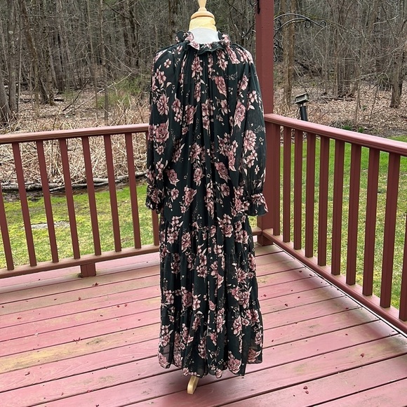 NWT! FREE PEOPLE size S forest combo feeling groovy ruffled long dress - Picture 8 of 14